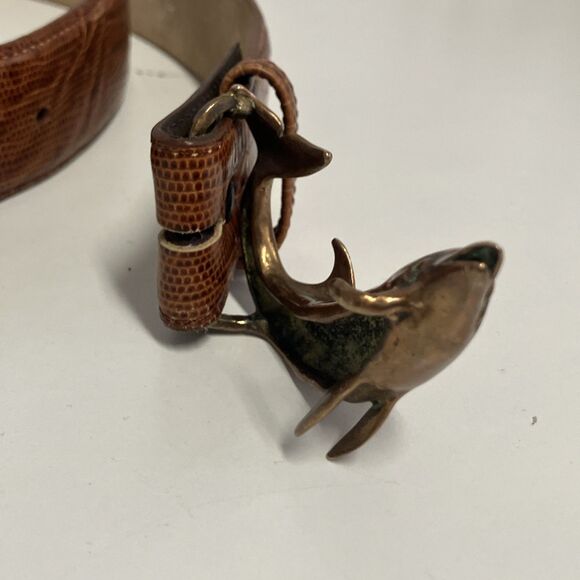 New Belt Master Genuine Leather Men’s Belt added Brass Dolphin Closing Piece 31 - Picture 16 of 16